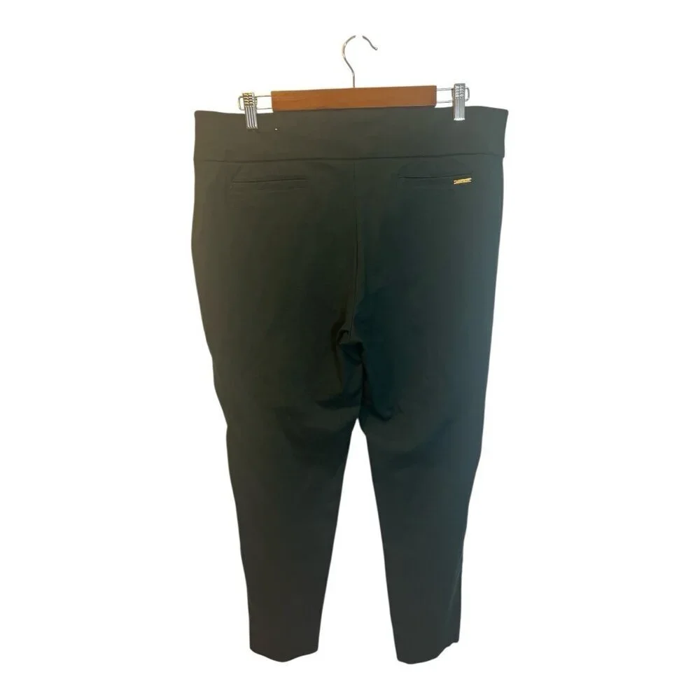Anne Klein Ponte Ankle Pants Size 1X Hunter Green Stretch Pull On Pockets Casual - Picture 2 of 6